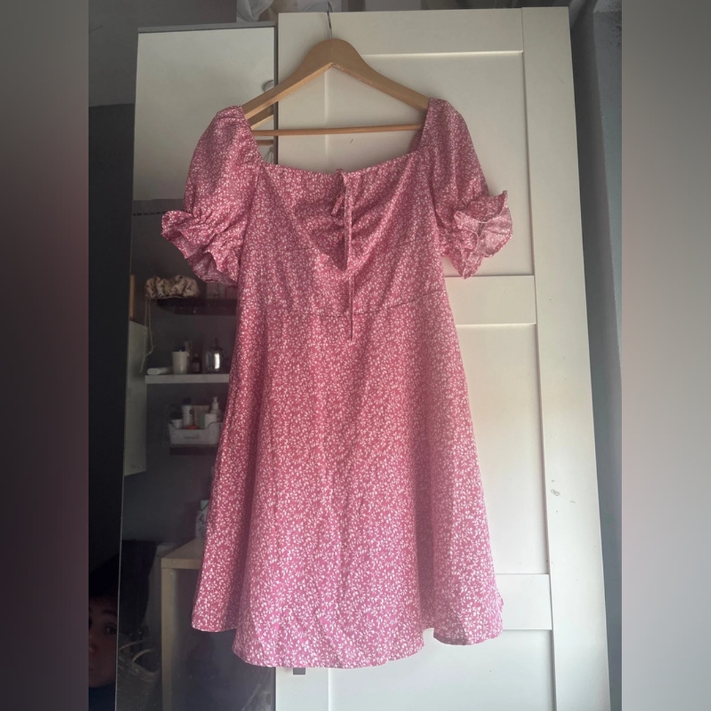 Pink Floral Off-Shoulder Dress